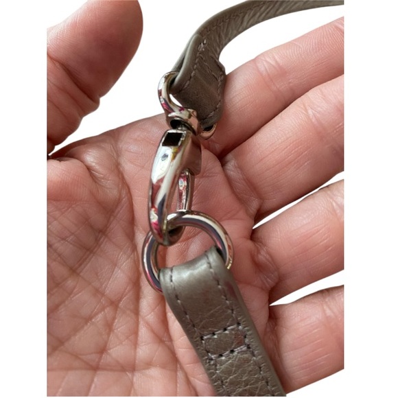 LHobo The Original Gray/Olive Smooth Leather Crossbody 8.5x5" Adjustable strap - Picture 8 of 10